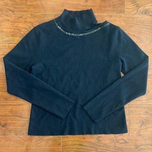 COPY - NWOT Calvin Klein Black Knit Turtleneck Sequins Cut Out Sweater